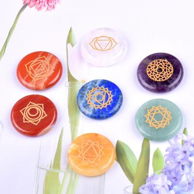 Polished Seven-Color Agate Crystal Rune Stones for Yoga and Spirituality