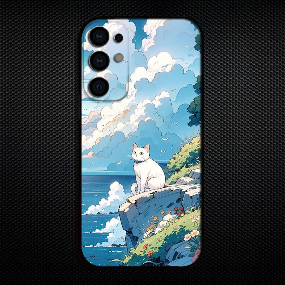 Beautiful Cat Cartoon Phone Case For Samsung S25/S24/S23/S22/S21/S20/Plus,Fe,Lite/Others Black Cover