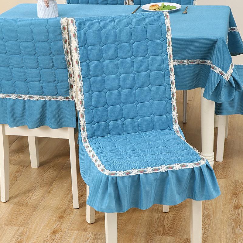 Minimalist Chair Cover Non-Slip Thickened Plaid Soft Ruffle Trim Dining Seat Cover All-Season Universal One-Piece Chair Cover