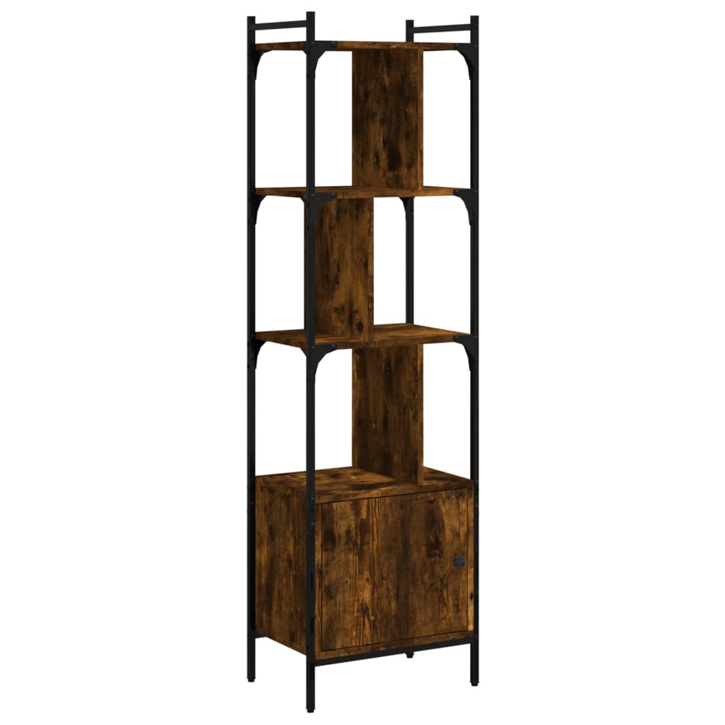 Bookshelf with Door Smoked Oak Finish 44.5 x 30 x 154.5 cm Wood Based Material