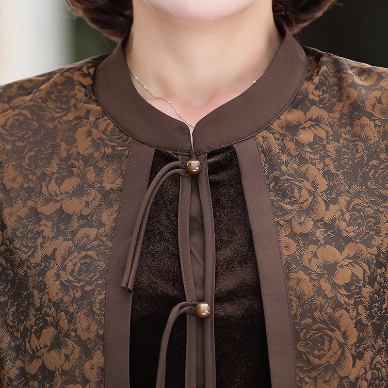 Elegant Autumn Two-Piece Retro Chinese Top for Moms and Seniors
