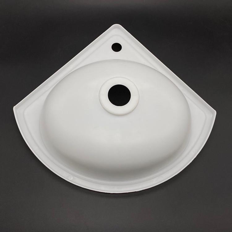 Kompaktní trojúhelníkové umyvadlo na rohové stěny pro malé prostory, byty nebo balkony