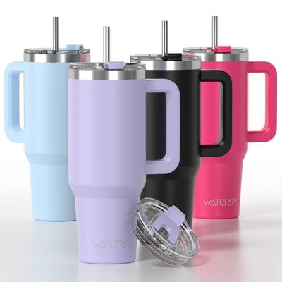 WATERSY Large Capacity 30/40oz Stainless Steel Tumbler with Handle And Straw Double Vacuum Insulated Thermal Coffee Mug