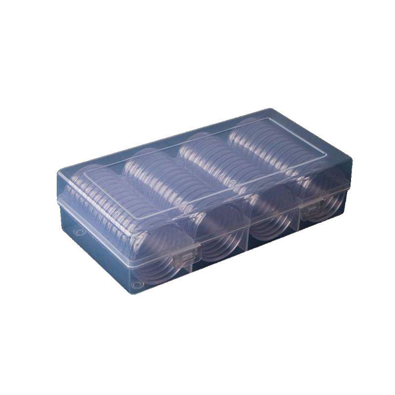 60pcs 41mm Coins Capsule Transparent Round Coin Container With Storage Box Collectable Coin Holder Display Capsule Holder Case