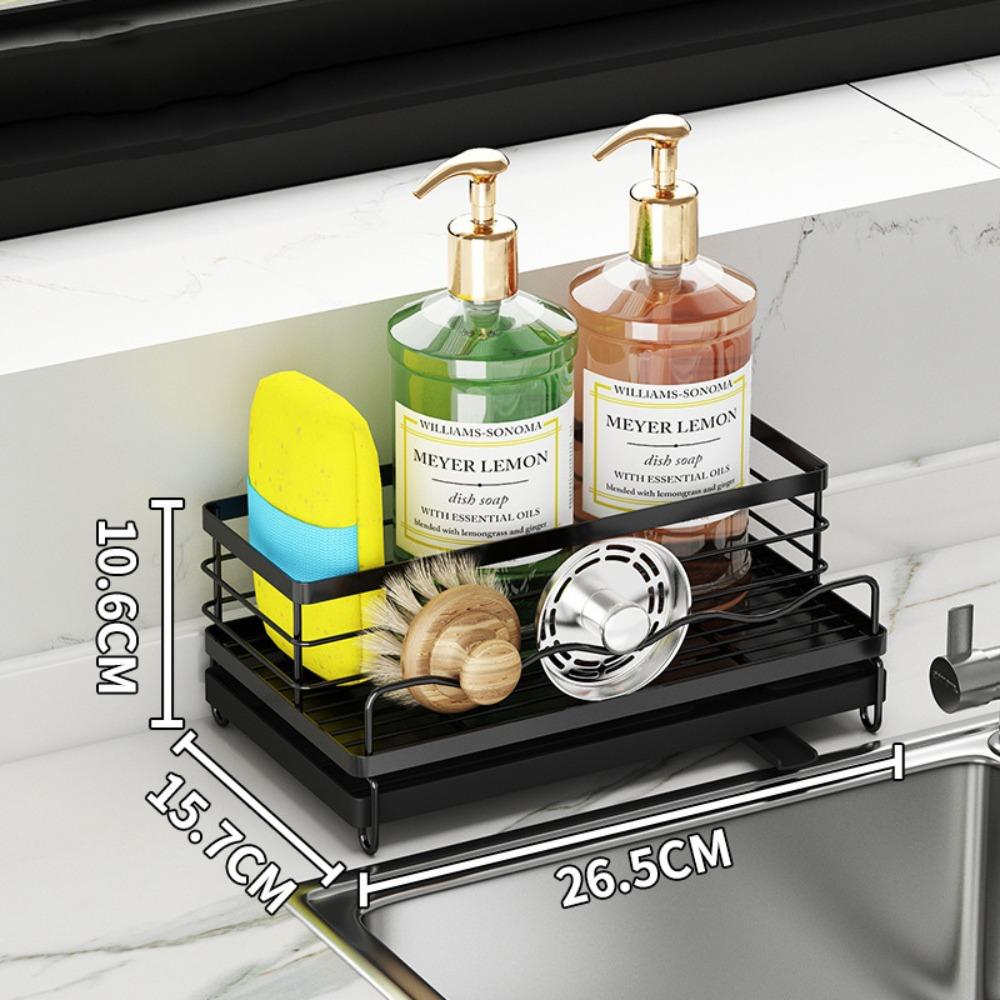 

Rustproof Kitchen Sponge Holder Stainless Steel Sponge Drain Basket Dishcloth Organizer Bathroom Black