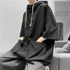 Summer and Autumn Hooded Short-sleeved T-shirt Men's Korean Version Half-sleeved Sweater Men's All-match Student Loose Hooded 5-point Sleeve Top