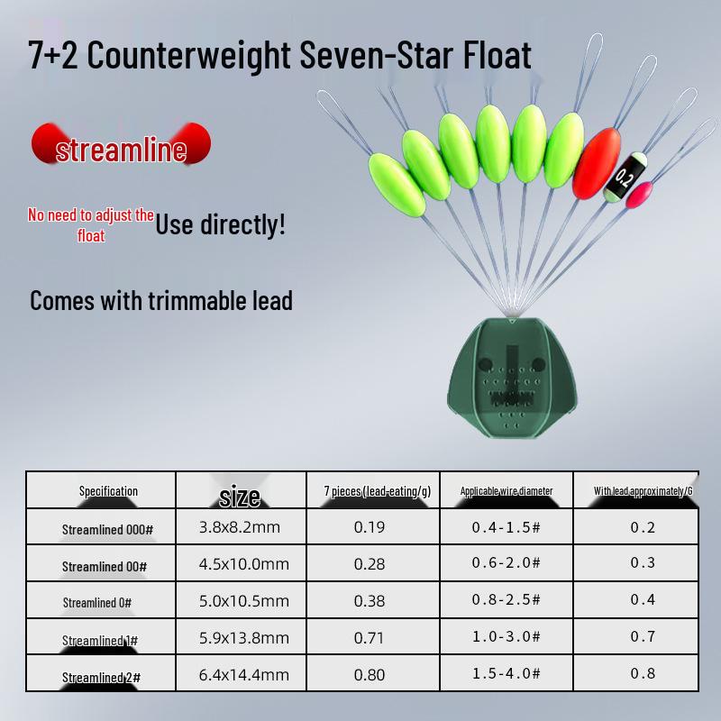Семизвездочный высокочувствительный зимний поплавок со встроенным свинцовым грузилом. Streamlined 0#