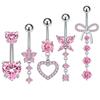 Heart Shape Belly Button Ring Pink Zircon Dangle Belly Ring Navel Piercing Jewelry  Body Jewelry