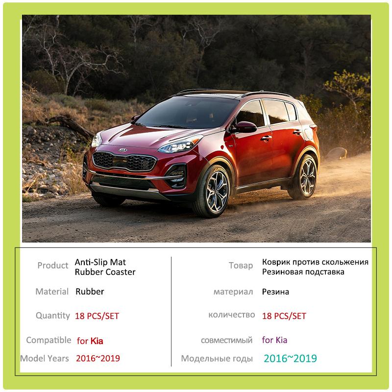 Rubber Door Groove Mat for KIA Sportage QL KX5 2016~ Cushion Gate Storage Slot Coaster Dust-proof Car Sticke Rug Accessories