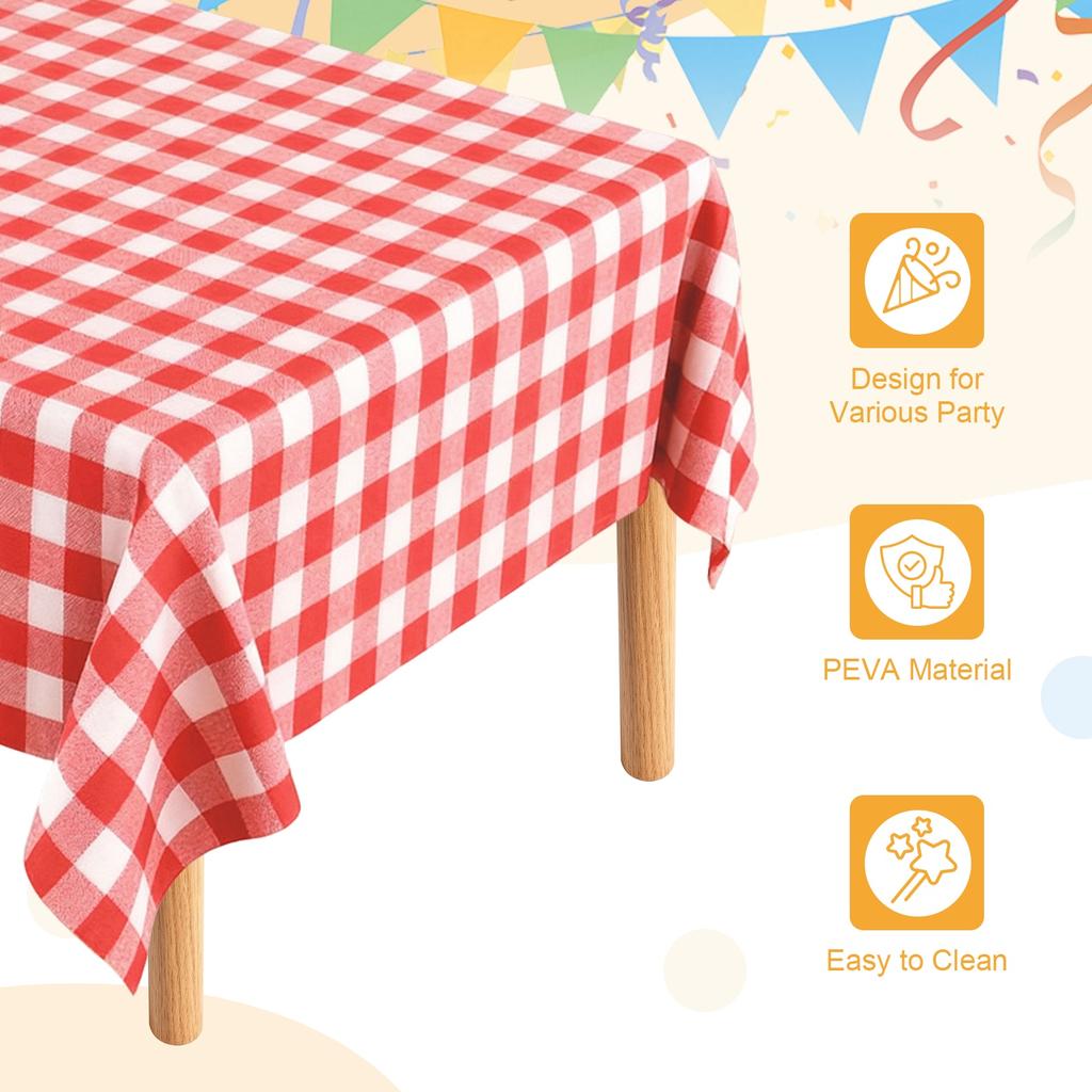3pcs Gingham Table Cloths 54 X 108" Rectangle Plastic Tablecloth Waterproof Table Cover for Dining Birthday Party Kitchen Picnic