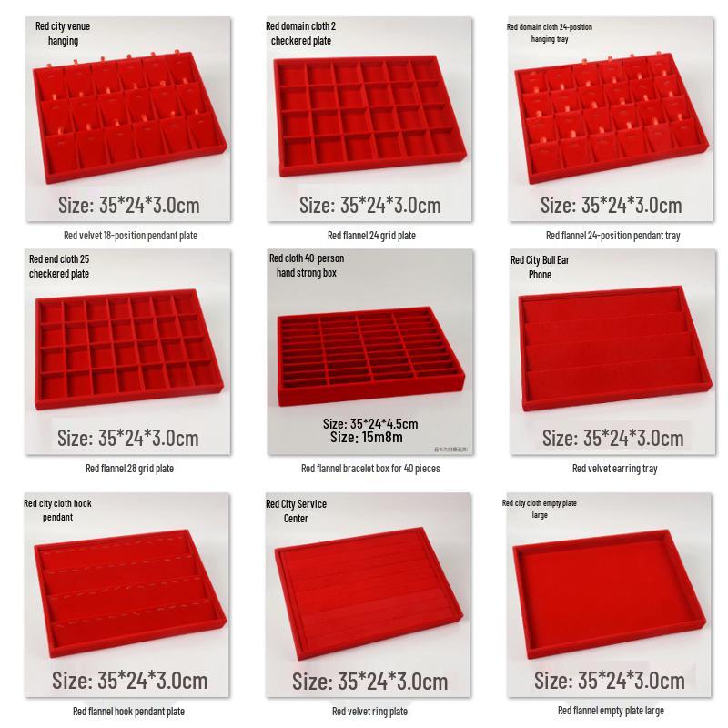 Red Velvet Jewelry Display Tray - Free Shipping; Ideal for Rings, Pendants, Necklaces, & Bracelets