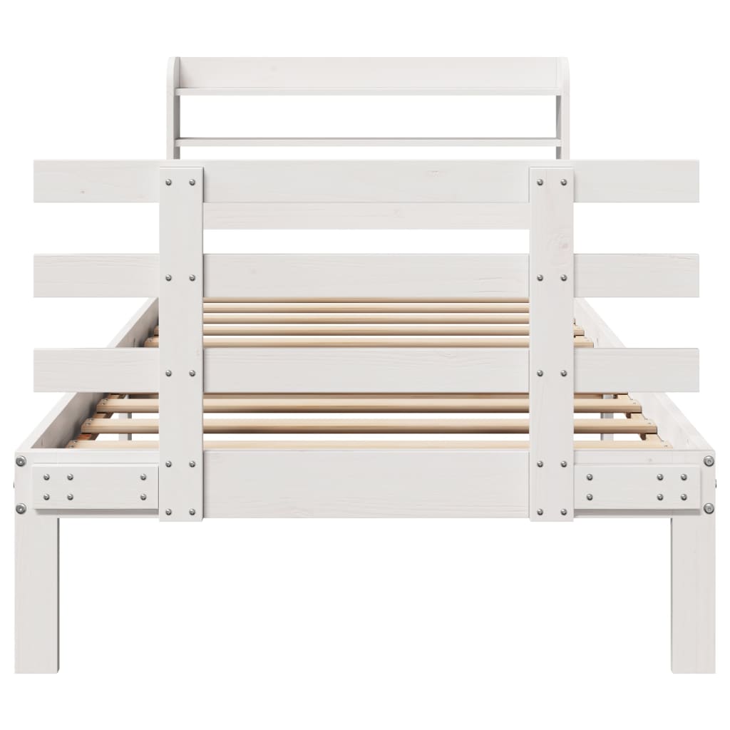 Bed Frame with Headboard Without Mattress White 90x200 Cm