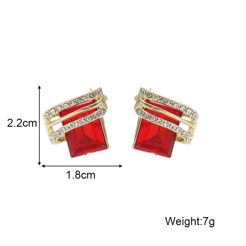 Red Green Color Crystal Rhombic Wings Geometry Earrings Jewelry
