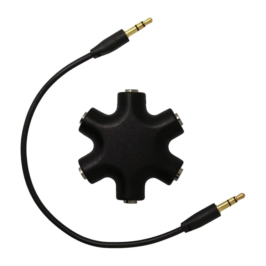 5 Port 3.5mm Music Splitter Adapters For Multiple User Listen Fast Speed Signal Transfer Flexible PVC Cable Construction