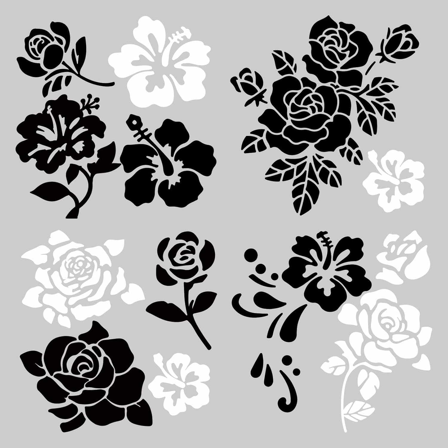 

GORGECRAFT 4 Styles Rose Car Decal Silvery White Window Sticker Rose Flower Car Decals Waterproof Reflective Self-Adhesive Decals Laptop Window Style 1