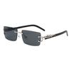 Fashionable Trendy Frameless Rectangular Personalized Sunglasses Metal Leopard Leg Men Women Sun Glasses New Lentes