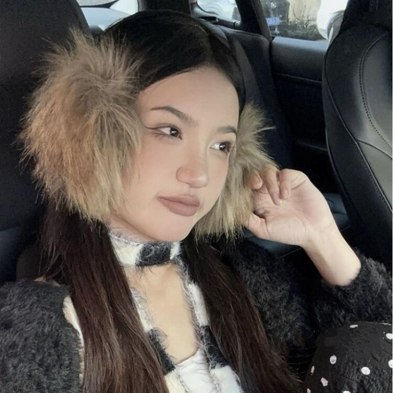 Y2k Korean Plush Furry Earmuffs Women Fashion Versatile Thicken Earflap Winter Windproof Warm Cycling Ear Protection Earplugs