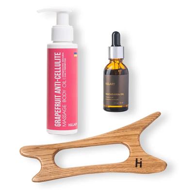 Massageset für Gesicht und Körper mit Grapefruit- und Macadamiaöl