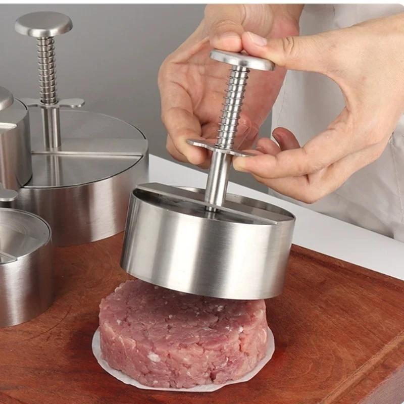 Stainless Steel Meat Cake Mould Hamburg Meat Compactor Rice and Vegetable Roll Mould for Making Meat Patties and Thin Burgers