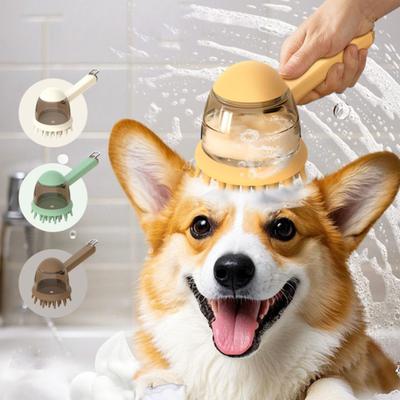 Pet Bath Brush with Shampoo Dispenser Dog Shower Brush Gentle Massage Pet Brush for Dogs And Cats Bath Shower Tool