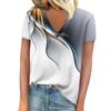 T-shirt Women's Summer Casual Elegant V-neck Short-sleeved Gradient Texture Pattern Blouse Loose Casual Women's Clothing