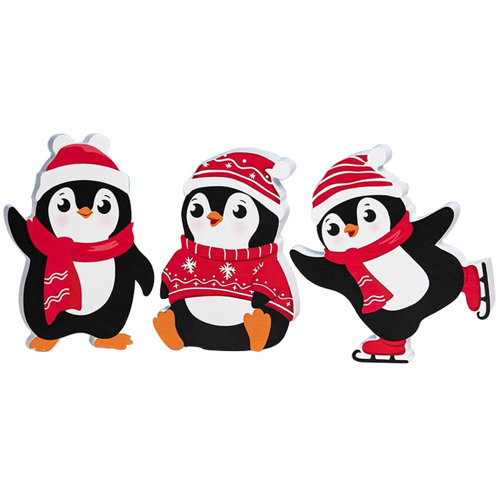 Christmas Cute Tabletop Statue Snowman Penguin Festival Tabletop Figurine Handmade Cartoon Desk Ornaments for Party Decor