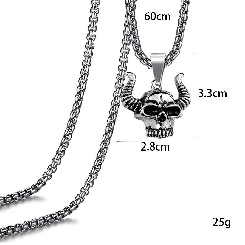 Creative Nightclub Hip-Hop Simple Personality Skull Cow Head Titanium Steel Necklace Pendant For Men And Women
