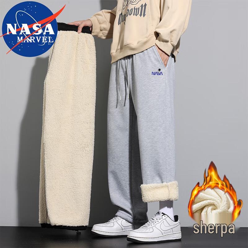 NASA MARVEL Men's Thick Lamb Velvet Straight Leisure Pants