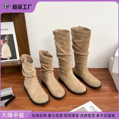 Grape Mother Winter New Long Knight Boots Women Wear High-end Piling Boots Women's Casual Style Korean Version Boots
