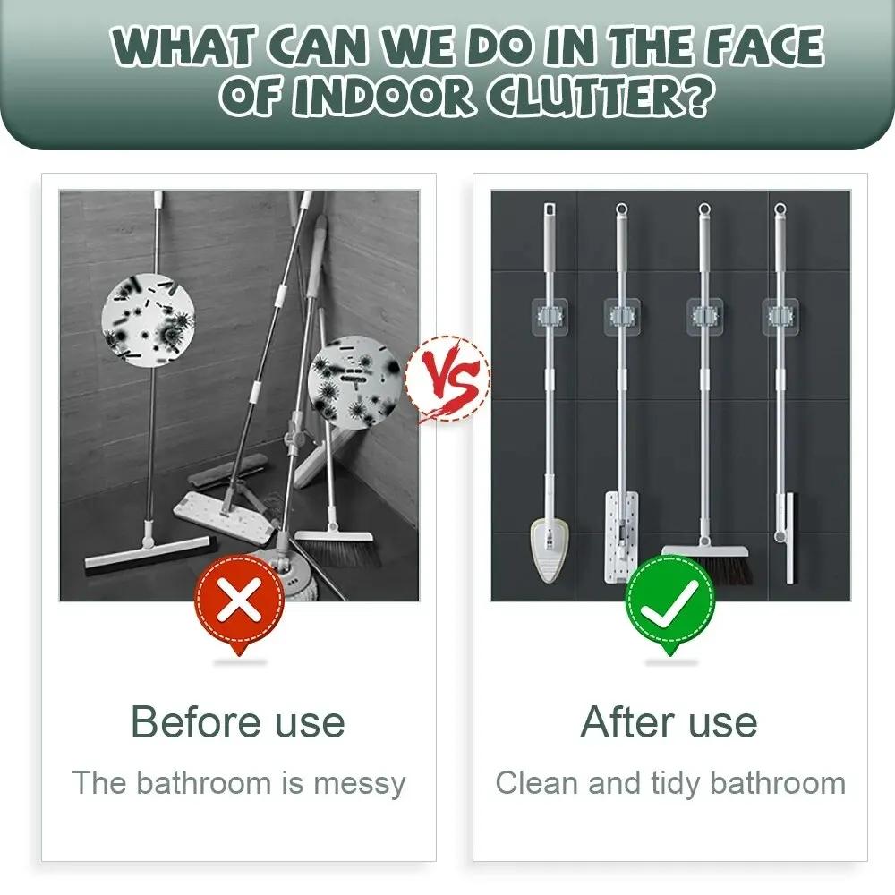 4/8 STÜCKE Mopp- und Besenhalter mit Kleber Wandhängeregal Spurlos Stark Magisch Kein Bohren erforderlich