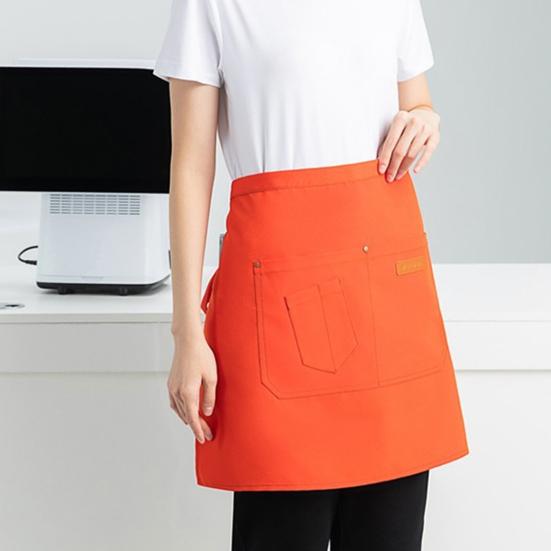 Delantal de cocina transpirable de medio cuerpo para hombres y mujeres, con bolsillos y diseño de falda elegante