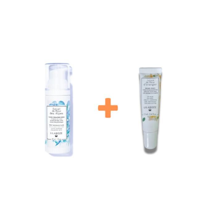 Lilaroze Paris Pack Fluide Première Rides Extrait De Fleur Des Alpes Hydrate Et Lisse Acide Hyaluronique + Baume Lèvres Extrait De F
