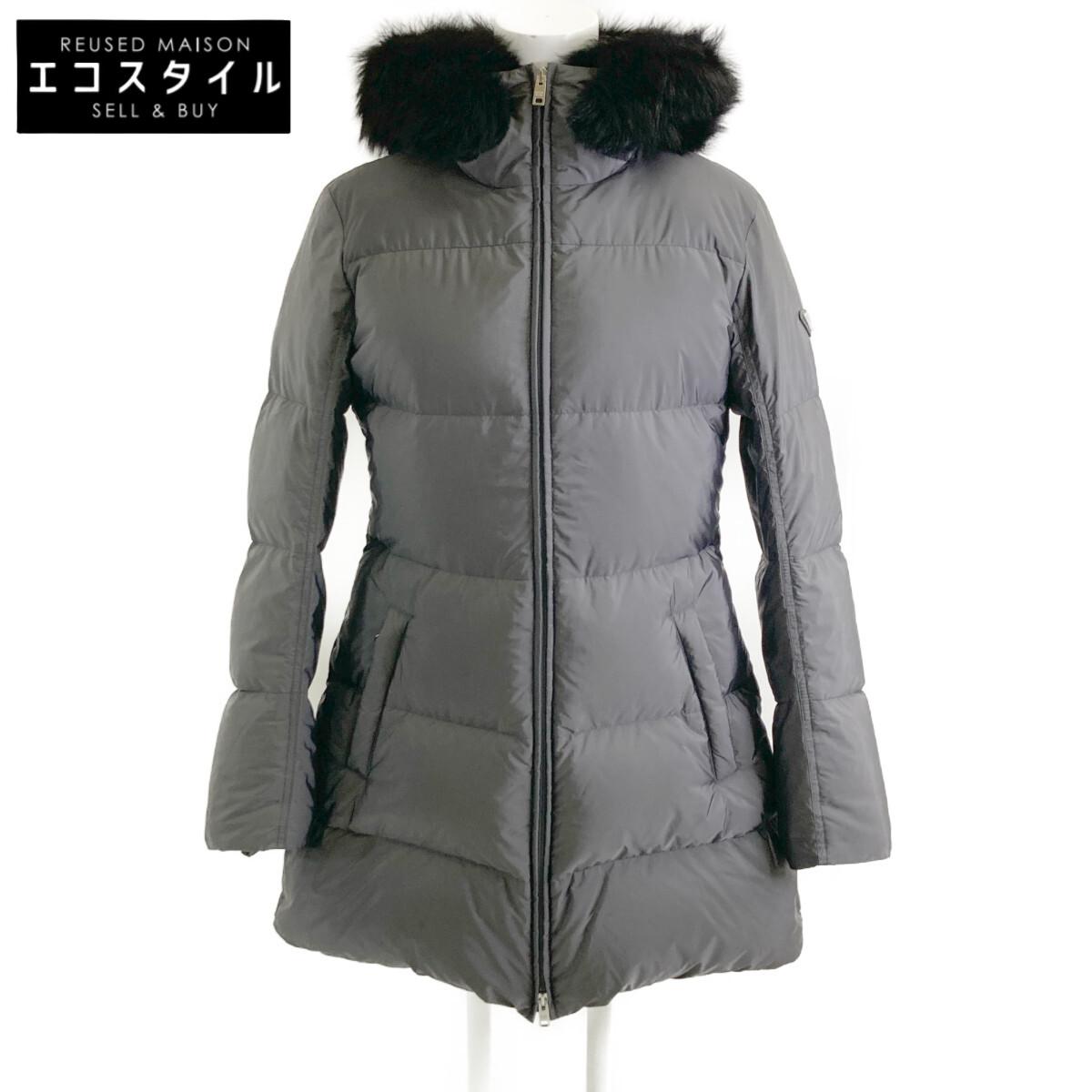 

PRADA Domestic regular 29E117 fur-lined triangle logo down jacket coat 40 grayUsed