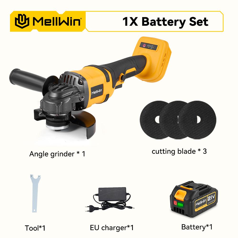 MELLWIN 125mm M14 Brushless Electric Angle Grinder Cordless Polishing Machine Woodworking Cutter Tool For 18V Battery