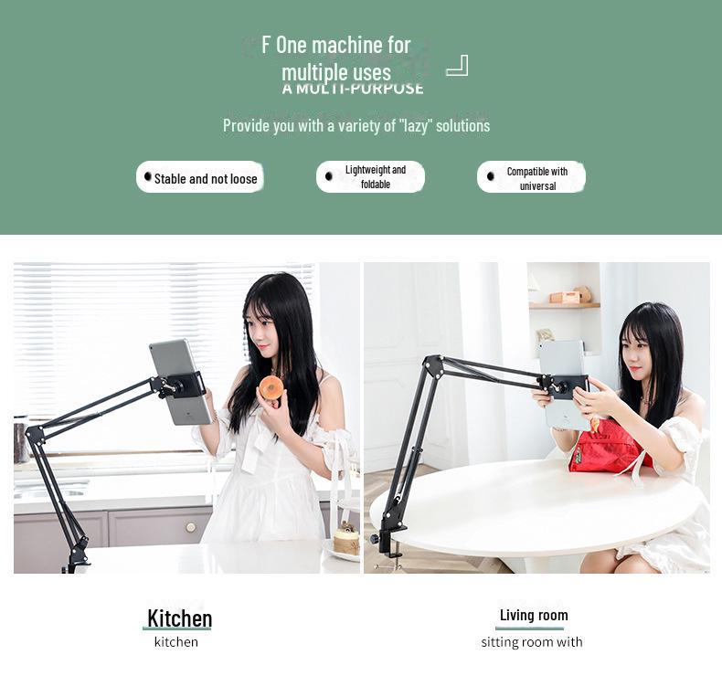 35° Rotating Phone & Tablet Lazy Stand: Foldable, Metal Desktop Clip for Live Streaming