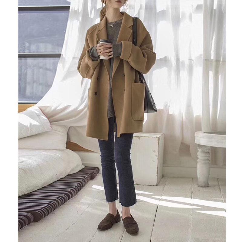 Mori Style Woolen Winter Coat for Petite Women - Mid-Length, Thickened, Korean Loose Fit Student Jacket