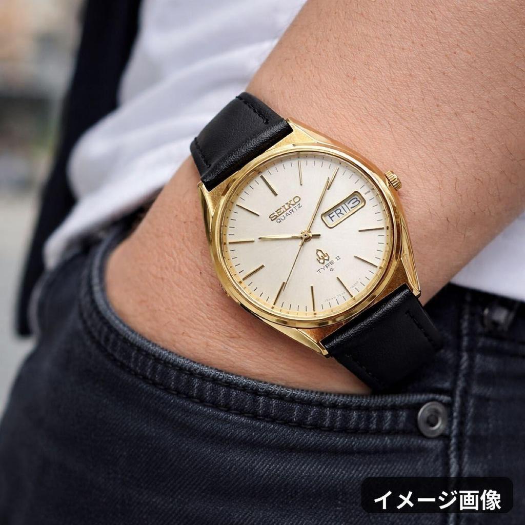 Used 81 SEIKO TYPE Men's watch Quartz New battery New external belt 81