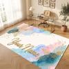 Decorative Artwork Theme Crystal Velvet Floor Rug Personalized Custom Name Text Warm Carpet Home Decoration