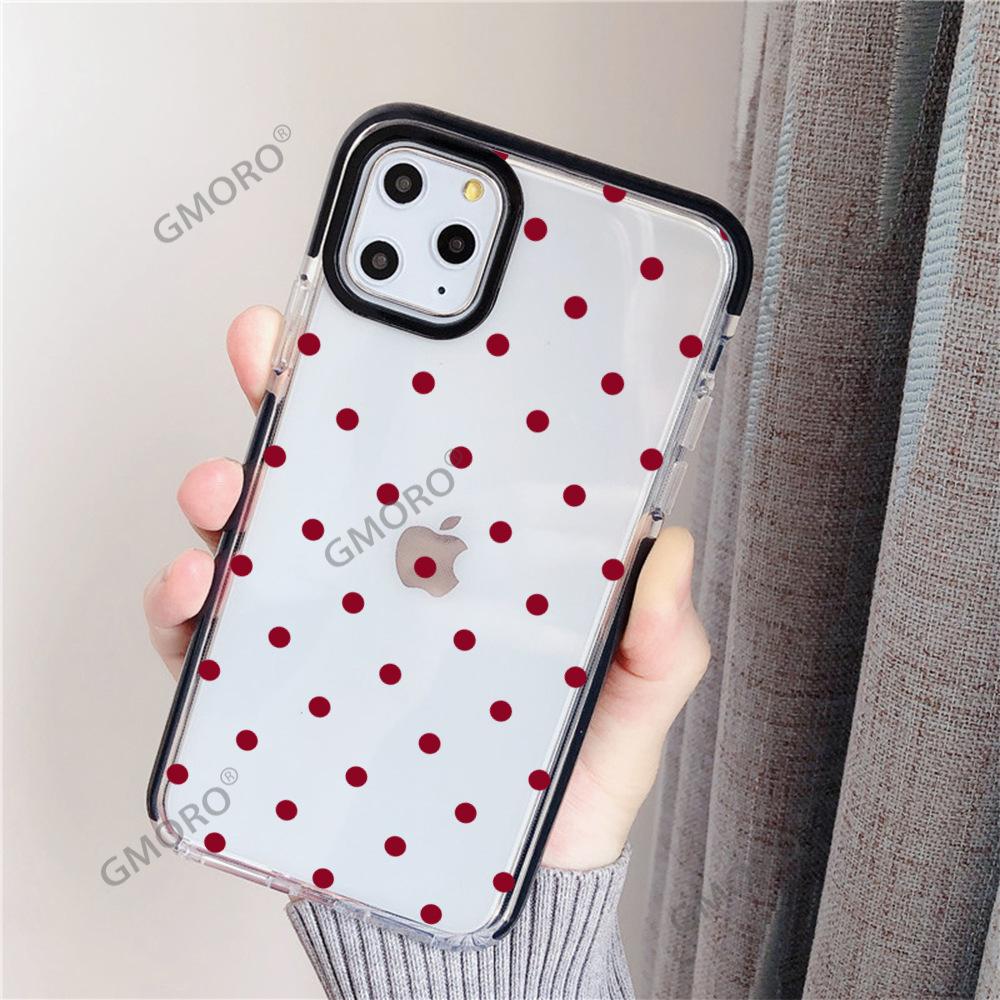 Amazon hot-selling black and white polka dot mobile phone case iPhone17 Japanese Korean style Apple 16promax transparent protective case