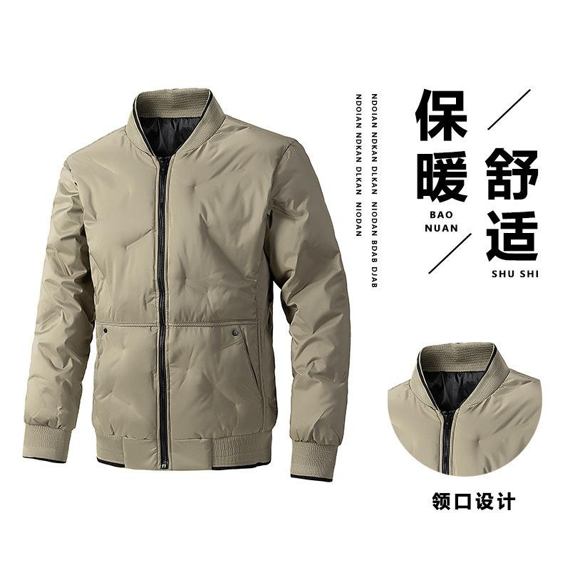 New down cotton clothes men's large size winter thickened warm bread clothes short baseball collar jacket trendy