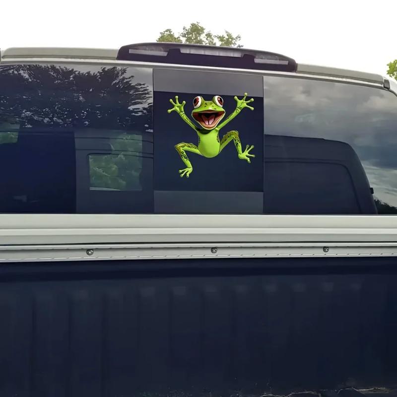1Pc Green Frog Jump Funny Vehicle Decal Sticker for Laptop Water Bottle Phone Car Truck Van Motorcycle - Vehicle Paint Window