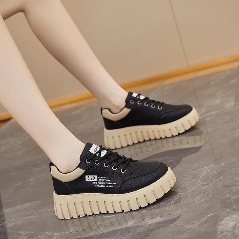 Mode 2024 Herbstmode Neue Damen Bequeme Einfarbige Schnür-Low-Top-Sneaker