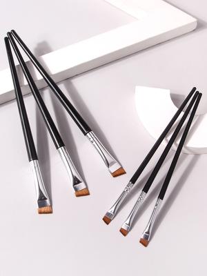 6 Pcs Popular Eye Makeup Brush High-end Ultra-fine Thin Bevel Brush Eyeliner Brush Eyebrow Dyeing Beauty Makeup Tools