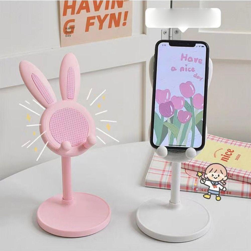 Adjustable Telescopic Lifting Phone Holder Rabbit Desktop Mobile Phone Bracket  Live Broadcast