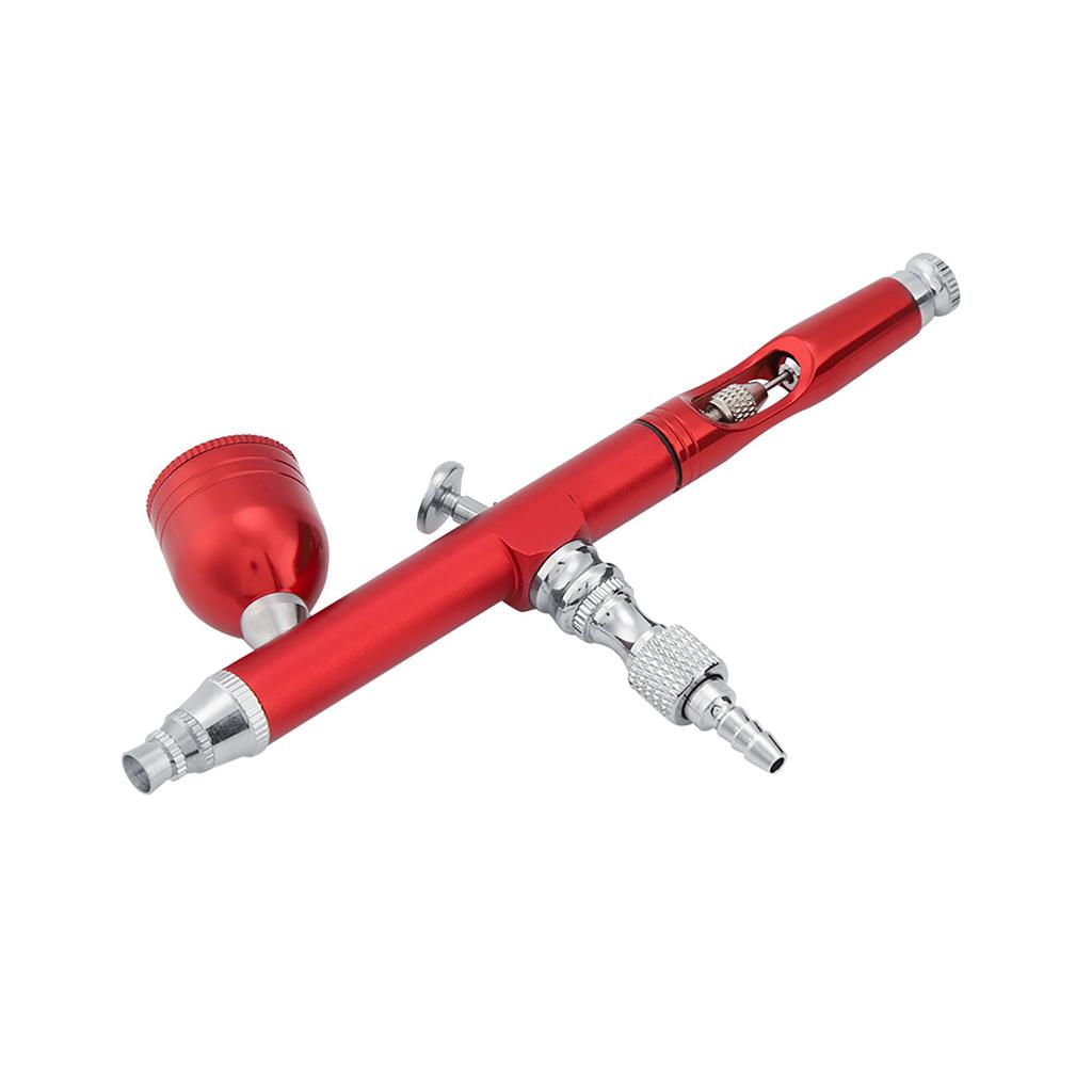 Dual Action Gravity Feed Airbrush Gun 0.3mm Spray Art Paint Tattoo Nail Tool Kit(Red)