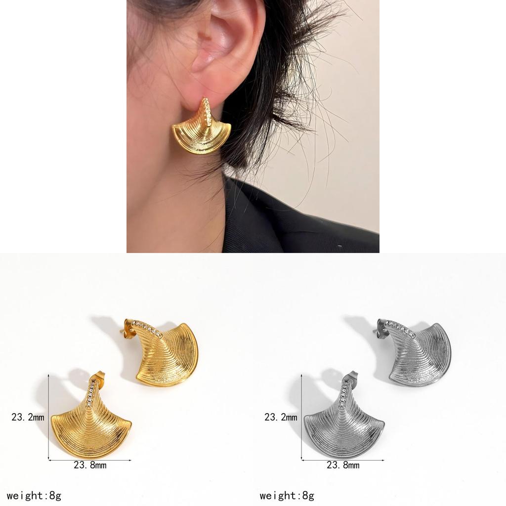 Brincos de Pino Geométricos de Aço Inoxidável com Detalhes de Diamante para Mulheres