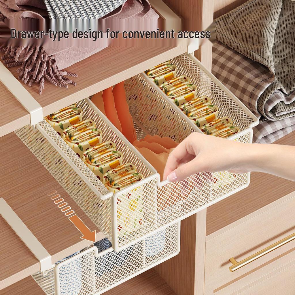 Wardrobe Hanging Shelf: No-Drill Wall-Mounted Storage Rack for Cabinet or Underwear Organization