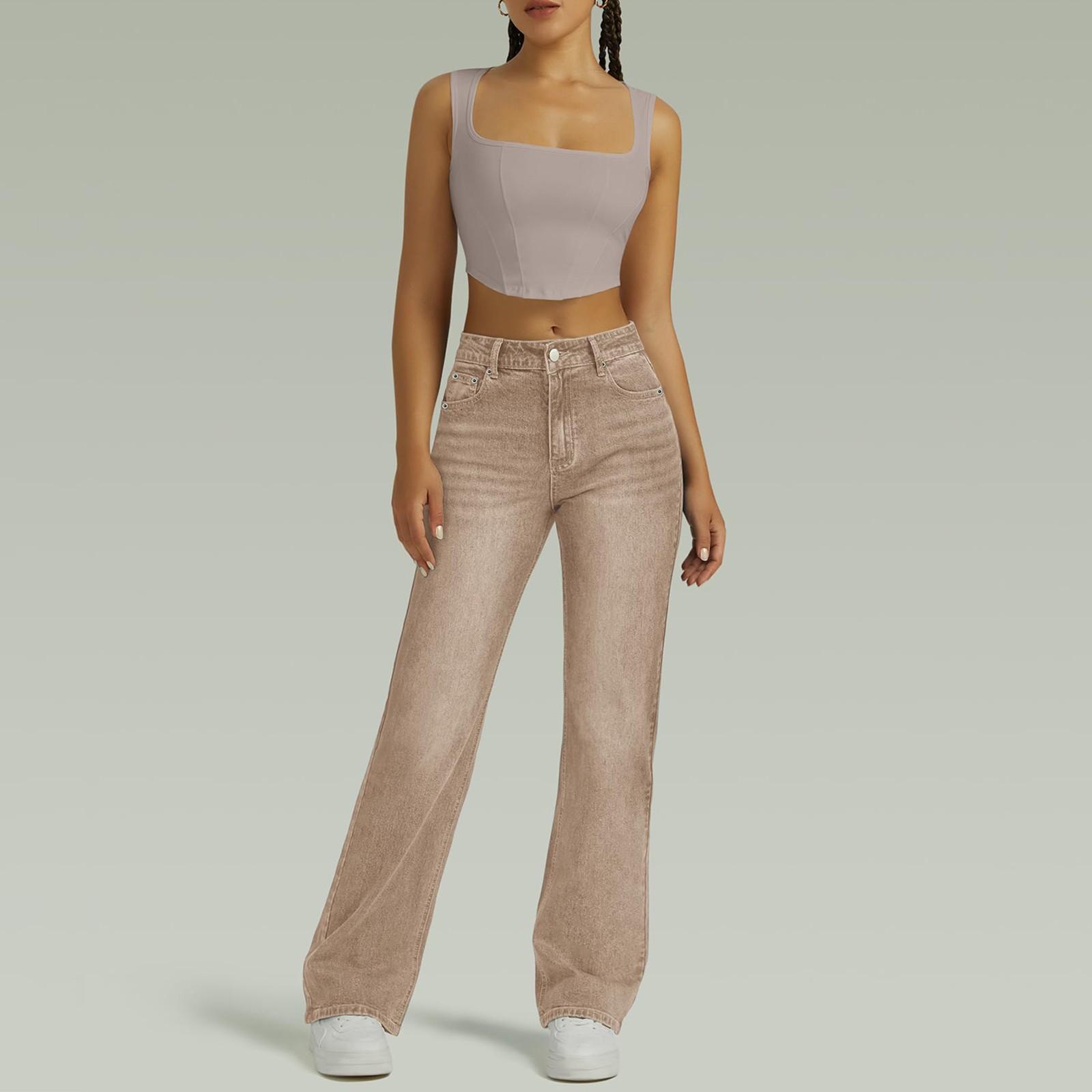 

Женские потертые женские джинсы с высокой талией Модные универсальные прямые брюки M