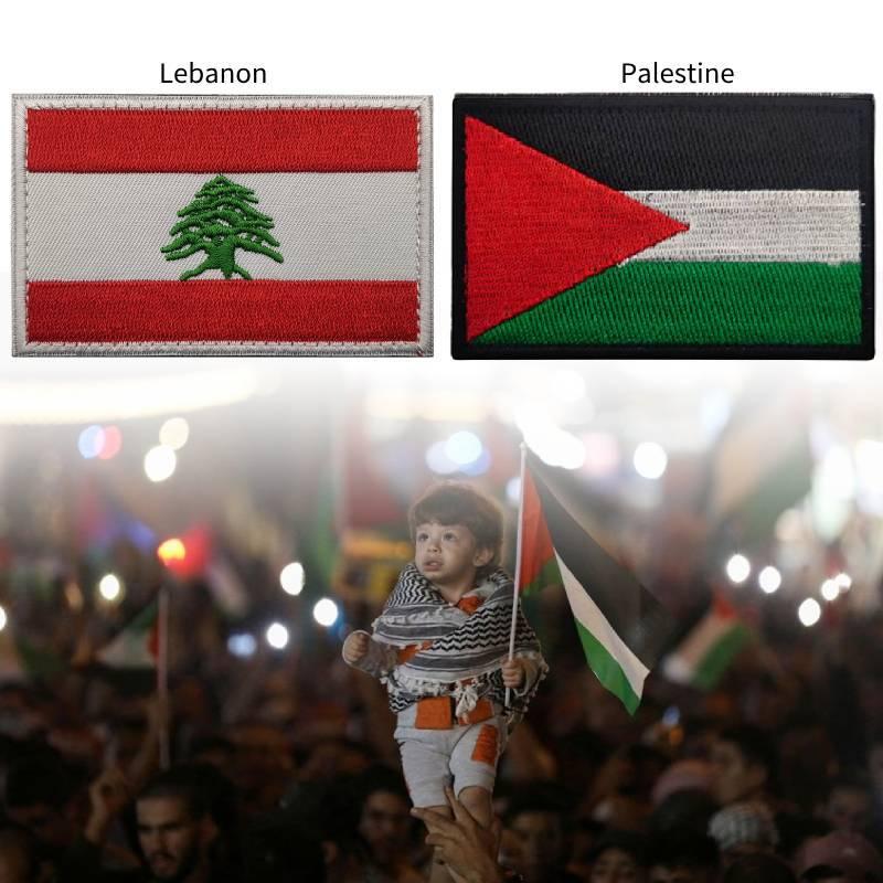 Palestine Lebanon Embroidered Flag Patch Badge For Clothes Hat Decor Backpacks