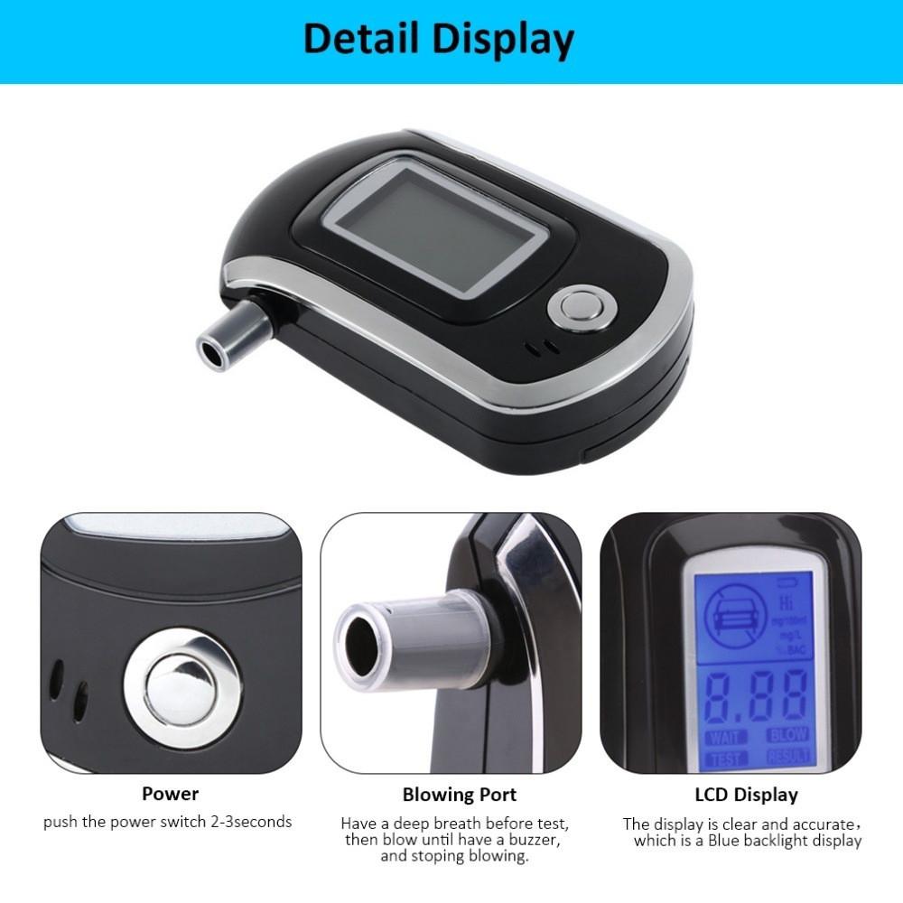 Portable Digital LCD Breath Alcohol Tester Professional Breathalyzer Detector